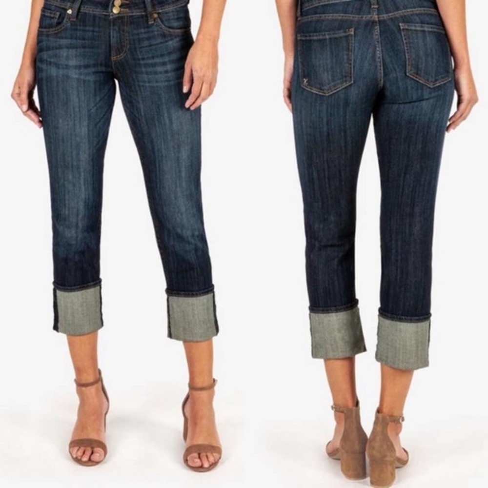 KUT From The Kloth Cameron Cuff Cropped Jeans - 6